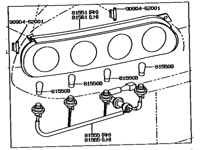 Toyota 81550-14700 Lamp Assy, Rear Combination, RH