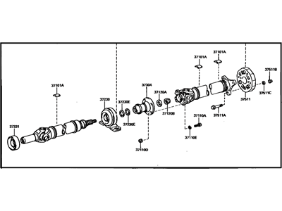 Toyota 37100-14790 Propelle Shaft Assembly W/Center Bearing