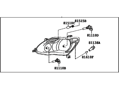 Toyota 81110-07080 Passenger Side Headlight Assembly