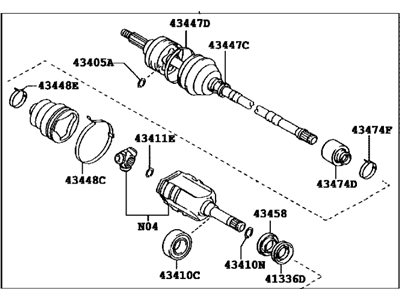 Toyota 43410-07070 Shaft Assembly, Front Drive, Right