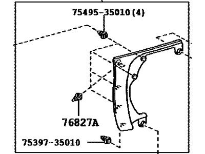 Toyota 76804-42010-A0 Garnish Sub-Assy, Back Door, Outside Upper LH