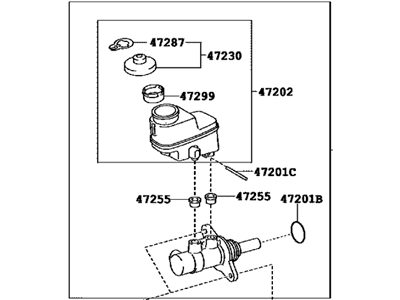 Toyota 47201-0R080 Brake Master Cylinder Sub-Assembly W/Plate