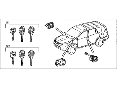 Toyota 69005-42550 Cylinder & Key Set