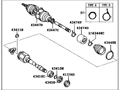 Toyota 43410-33310 Shaft Assembly, Front Drive, Right