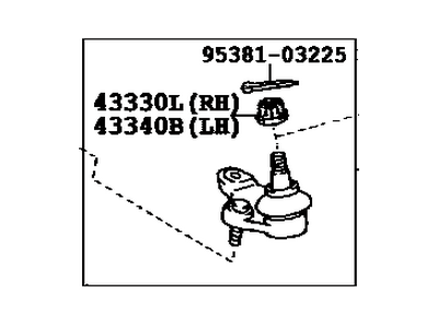 Toyota 43340-09040 Front Upper Left Suspension Ball Joint Assembly