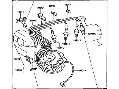 Toyota 90919-21355 Cord Set, Coil & Spark, W/Resistive