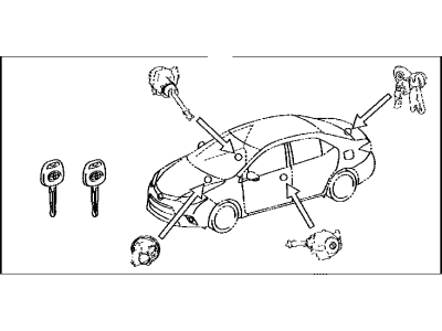 Toyota 69005-02A30 Cylinder & Key Set