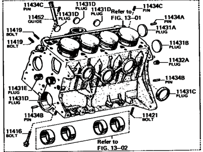 Toyota 11401-29086 Block Sub-Assy, Cylinder