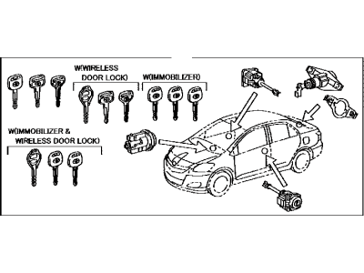 Toyota 69005-52F70 Cylinder & Key Set