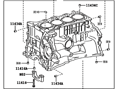 Lexus 11401-09A11 Block Sub-Assy, Cylinder